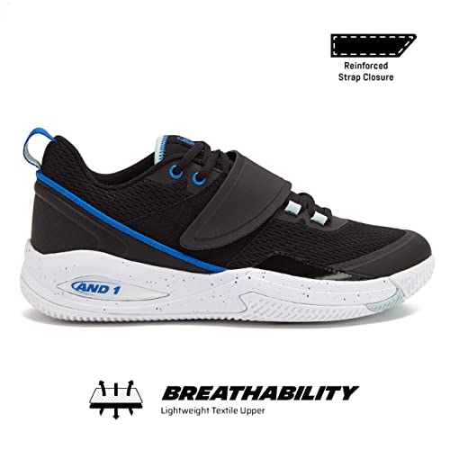 And1 Gamma 3.0 Ss Men's Basketball Shoes, Indoor Or Outdoor, Street Or Court- Black/Medium Blue/White Trim, 11 Medium #TOP1