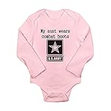 CafePress My Aunt Wears Combat Boots Army Body Suit Cute Long Sleeve Infant Bodysuit Baby Romper Petal Pink