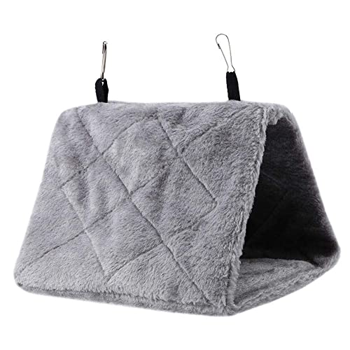 TOPINCN Peonía Loro Hamaca Aves Nido Cálido Suave Felpa Hamaca Colgando Carpa Jaula para Pájaros Loro Invierno Cálido Cama Mascota Juguete Bolsa Algodón Cama(S- Gris)