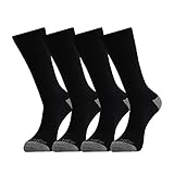 JOYNÉE Mens 4 Pack Winter Warm Thermal Cushion Merino Wool Crew Socks,Black 1,Sock Size:10-13