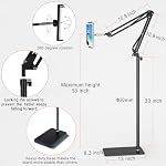 Tablet Floor Stand with 6LB Weight, Overhead Bed Phone Stand Angle Height Adjustable Arm Stretchable Stand Holder, Compatible with iPhone iPad mini Air Pro, Galaxy Tab, Kindle, E-Readers,All Phones