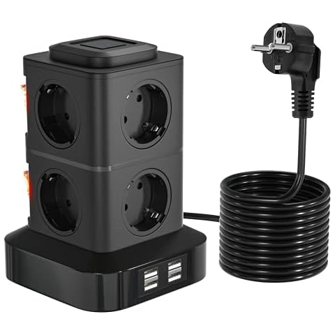 OLEKE Regleta Vertical con 8 Tomas y 4 USB Cover
