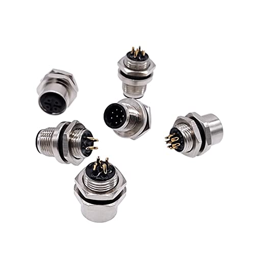 Conector M12 hembra 4 pines con brida roscada de alta resistencia para panel 6