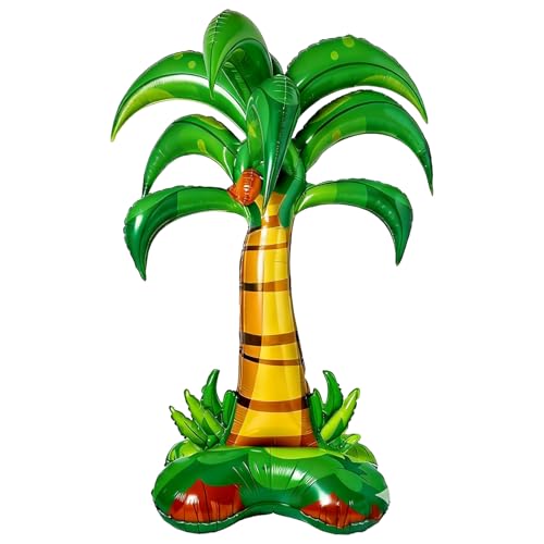 52 Inches Large Inflatable Standing Palm Tree Balloons, Green Blow Up Foil Mylar Coconut Tree...