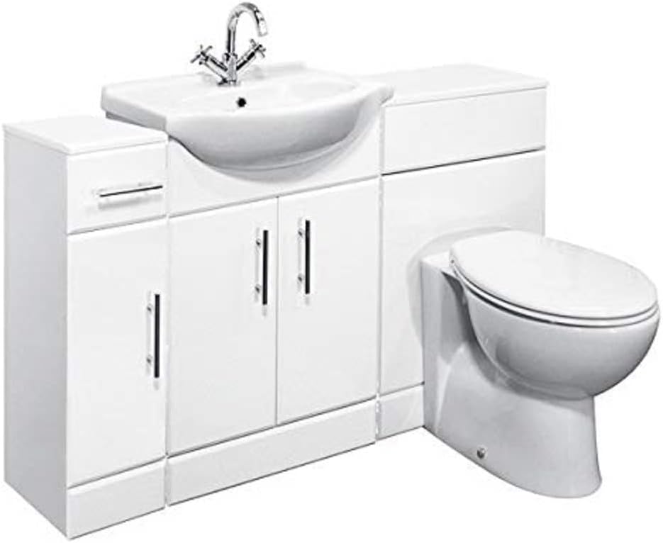VeeBath Linx 1400mm Bathroom Vanity Unit Cabinet Combination Set with ...
