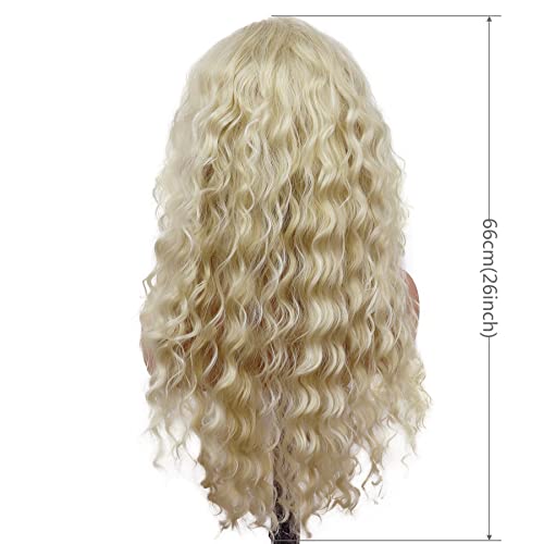 GNIMEGIL Long Curly Blonde Wigs For Women Daily Use Party Light Blond Curly Wig Wavy Synthetic Hair 80s Big Wavy Wigs Halloween Costume For Woman by GNIMEGIL - Image 4