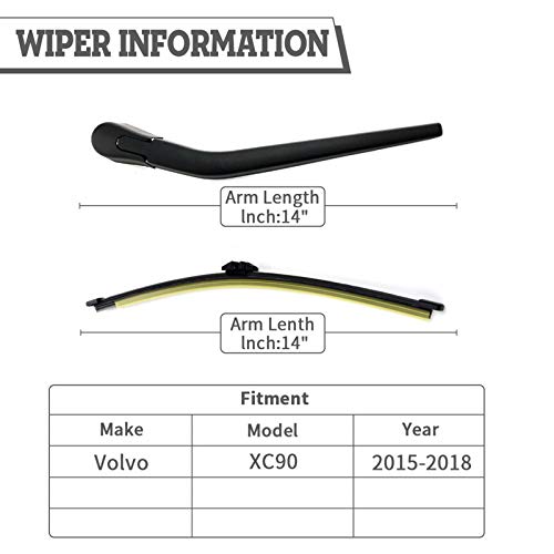 HODEE Rear Wiper Arm & Blade Kit for Volvo XC90 T8/T6 R-Design 2015-2018 by HODEE - Image 2