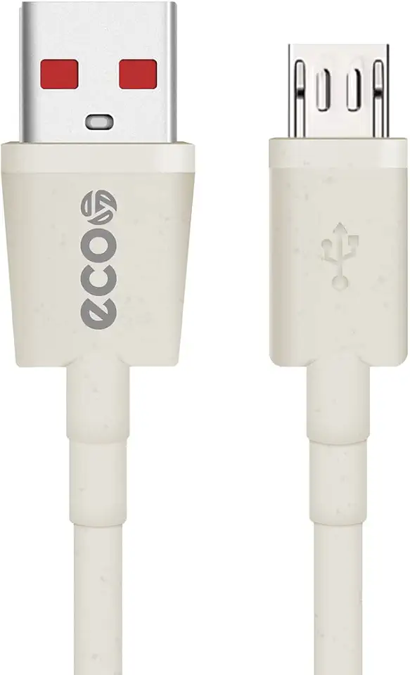 GreenEco Cabo USB para Micro USB V8 de 1M com Proteção Contra Sobretensão (Fibra de Trigo + PVC Reforçado Linha Ecológica da Gshield)