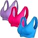 BADI NA Women's Comfort Revolution Wirefree Bra Blue & Purple & Rose(3 Pack) XXL