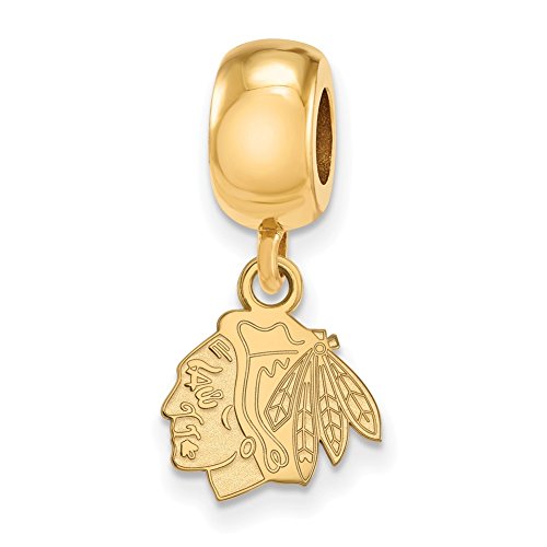 Chicago Blackhawks Bead Charm Extra Small (3/8 Inch) Dangle (Gold Plated)
