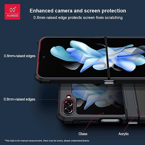 Image of PRITO Samsung Galaxy Z Flip 5 Case-Clear Beatle Slim Phone Case With Hard Pc Back,Soft Tpu Edges,Hinge,Non-Yellowing,Shockproof Protective Cover For Z Flip 5 5G (Samsung Galaxy Z Flip 5)