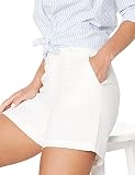 Amazon Essentials Damskie szorty o średnim wzroście slim fit 13,5 cm nogawki khaki (dostępne w prostych i krągłych krojach), białe, 12