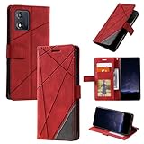 QiongniAN kompatibel mit TCL 303 Hülle Leder,kompatibel mit Alcatel 1B 2022 5031G 5031J 5031D 5031A Hülle Klapphülle Handytasche Hülle Red
