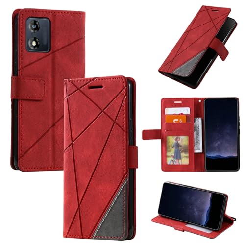 QiongniAN kompatibel mit TCL 303 Hülle Leder,kompatibel mit Alcatel 1B 2022 5031G 5031J 5031D 5031A Hülle Klapphülle Handytasche Hülle Red
