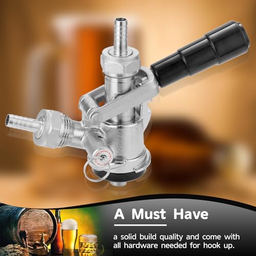 Cirwurie Keg Coupler, Sankey Keg Tap D System ID 5/16\'\' Draft Beer Line (304 Stainless Steel Probe) Draft Beer Dspenser G5/8 Nuts Kegerator Accessaries Kit Mini Keg Dispenser with 4 Hose Clamps