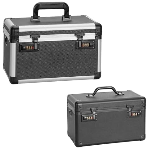 Vilcjson Medicine Lock Box with Combination Lock - 13.4'' x 8.2'' x 7.6'' Black & 15'' x 8.7'' x 9.4'' Tactical Black Diamond Pattern - Portable Secure Storage for Medications, First Aid Supplies, Tra Cover