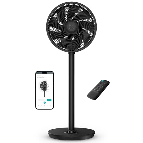 Duux Whisper Flex 2 Smart Ventilator flüsterleise 13 dB Nachtmodus & Timer höhenverstellbar (5492 cm) energieeffizient ab 2W App & Fernbedienung Schwarz