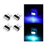 Ziciner 4 PCS USB LED Car Interior Atmosphere Lamp, Portable Mini LED Night Light, Plug-in USB Interface Trunk Ambient Lighting Kit, Universal Interior Accessories for Most Vehicles (Blue, Ice Blue)