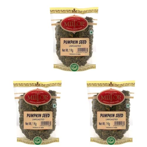 Image of Miltop Premium Raw Unsalted Pumpkin Seed for Eating, 1 KG (Pack of 3)