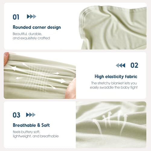 GRSSDER 3 Pack Newborn Swaddle Blanket, Ultra Soft Stretchy Jersey Knit Extra Large Size 33 x 44 Receiving Blankets for Easy Swaddling Baby Snug and Cozy - Thumbnail 5