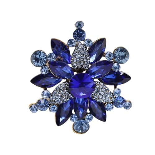 Crystals Flower Brooch for Women Elegant Party Wedding Accessories Portable Alloy Jewelry with Secure Clasp Rhinestones Brooch f