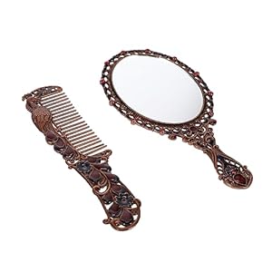 ABOOFAN 3 Sets Mirror with Handle Small Mirror Trouser Hangers with Clips Foldable Comb Vintage Compact Mirror and Comb Travel Makeup Mirror Shower Mesh Bag Zinc Alloy Women’s Household