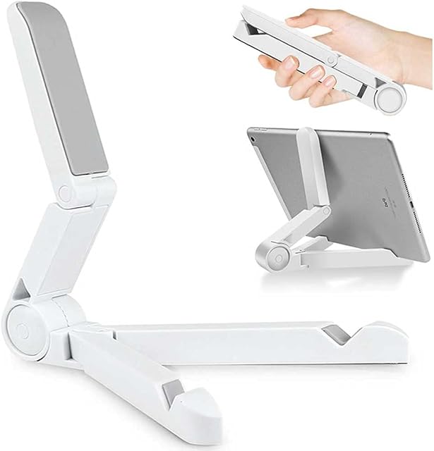 VOVIGGOL Tablet Stand and Tablet Holder Adjustable Portable Tablet Stand for iPad, Samsung Galaxy and Kindle Fire Tablets, Desktop Mobile Phone Stand for iPhone Sumsung (White)