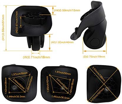 SHANOER Durable Suitcase Luggage Wheels Axles Deluxe Repair Replacement Kit with Screwdriver