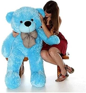 KSAR Stuffed Spongy Soft Cute Teddy Bear (Blue Color)(4 Feet)-15 - 120 cm (Blue)
