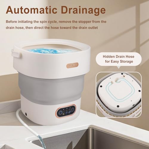 Mini-Waschmaschine, Tragbare Waschmaschine 15 l, 2-in-1-Waschmaschine und Wäschetrockner mit Schleuderkorb, Faltbare Waschmaschine für Unterwäsche, Baby und Kleinwäsche (Grau)