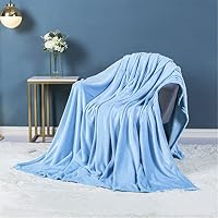 Chickw11 Coperta di Flanella, Semplice Stile Morbida Coperte Comfort Calda Microfibra Coperta Tutte Le Stagioni per Divano o Letto Singolo e Matrimoniale (Strisce Blu,200x230cm