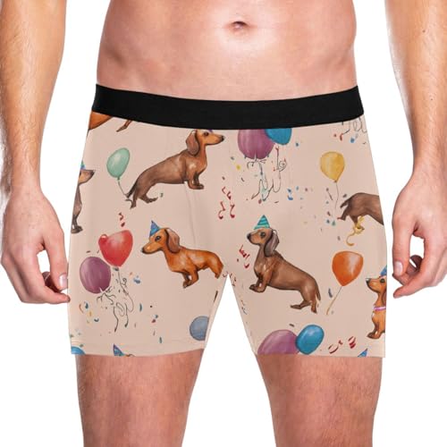 Dachshund Balloons Mens Boxer Briefs Stretch Breathable Underwear Fly Front With Pouch S-XXL2