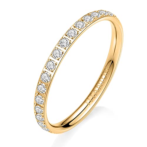 Bague d'éternité en titane 2 mm pour femme et homme - Avec zircone - Taille 4 à 10, 50(15.9) Cover