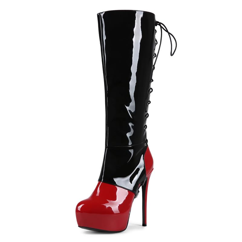 Botas altas hasta la rodilla para mujer Botas de charol