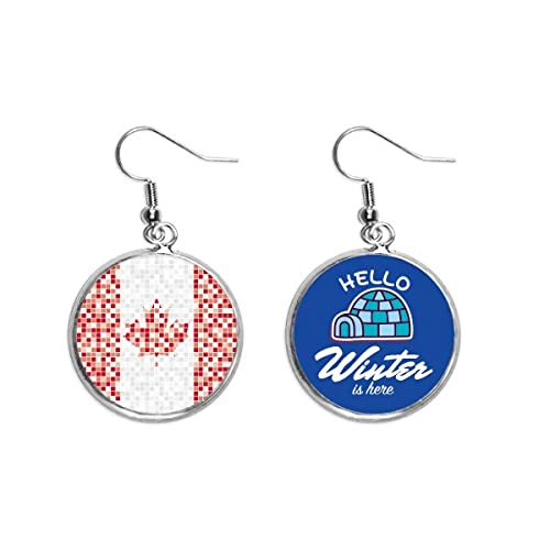 Pendiente de la bandera de Canadá en estuche ideal para regalo de recuerdo de invierno