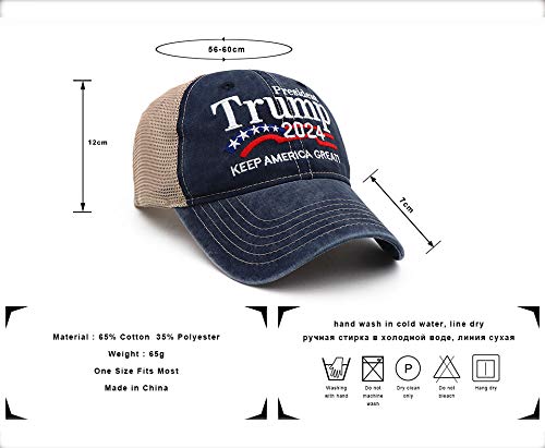 Bestsmile Boné de beisebol New Donald Trump 2024 de malha lavada Keep America Great boné bordado, Pr