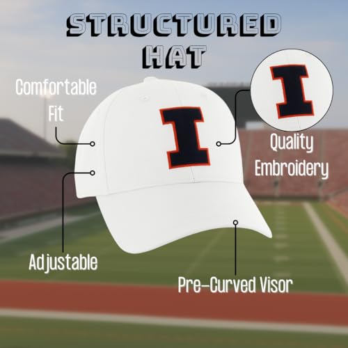 Gorra deportiva universitaria Illinois Illini blanca ajustable miniatura 5