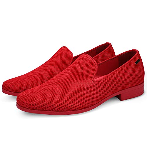 Uubaris Men's Loafers & Slip-On Shoes Lightweight Breathable Mesh Tuxedo Shoes Comfortable Casual Work Loafers Red Size 9.5 #TOP7