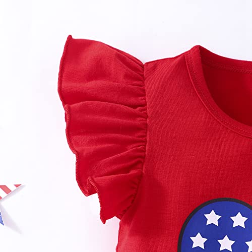 Retsugo Toddler Girls 4Th Of July Outfit Flutter Sleeve Tulle Skirts Set Kids American Flag Heart Independence Day Party Tutu Dress 4-5 Years #TOP2