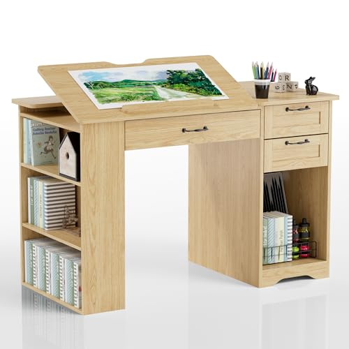 Drafting Table with Storage and Adjustable Surface