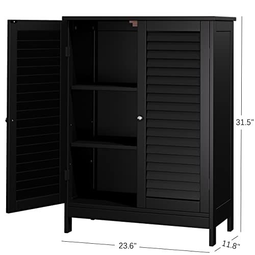 Reettic Bathroom Freestanding Storage Cabinet, Floor Storage Cabinet With 2 Doors, Bathroom Cabinet With Adjustable Shelf, 23.6" L X 11.8" W X 31.5" H, Black Bmgz301B #TOP2