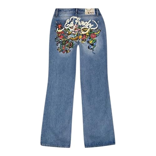 ED HARDY Womens Baggy Jeans WEHD8100-3 (US Waist 30 Regular Light Wash)