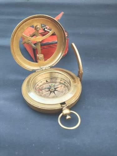 Brújula vintage de latón con reloj de sol 2 pulg miniatura 5