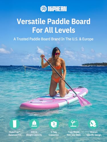 Niphean（Ultra-Light） Inflatable Paddle Board with StabilTrac Fin and Durable SUP Accessories, 10' Stand Up Paddle Boards for Adults & Youth, Versatile Yoga Paddle Board, Gift Ideas-Lavender Whispers
