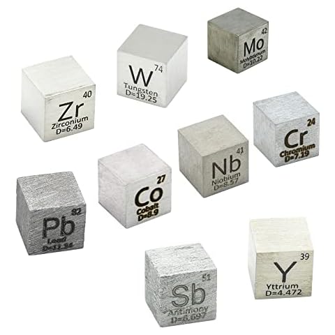 9 PCS Element Cube Set 10mm Density Cubes Up to 99.99% Purity Periodic Table Collection Cobalt Yttrium Tungsten Niobium Zirconium Lead Antimony Chromium Molybdenum Cover