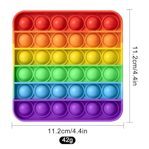 Pop it Spielzeug, Pop it Baby Spiel, Popit Silikon Sensorisches, Quadrat Pop up Spielzeug Baby, Antistress Push Pop Fidget, Poppit für Kinder, Erwachsene ADHS Push Bubble Angst Relief, Regenbogen Pop
