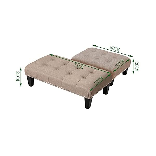 Kosoree Linen Fabric Buttoned Footstool Bench Seat Foot Pouffe Stool Footrest - Image 3