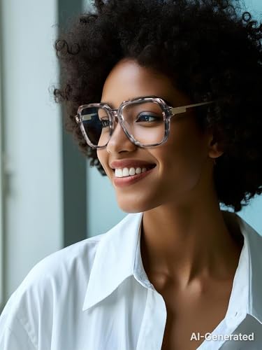 Image of VISOONE Oversized Blue Light Blocking Glasses with Chic Square TR90 Frame and Metal Temple for Women Men Ryan