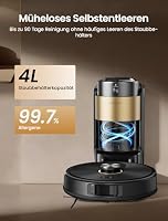 Proscenic Q20 Plus Saugroboter mit Wischfunktion, 10000Pa 200min Staubsauger Roboter mit Beutellose Entleerungsstation, 3-in-1 Saug und Wischroboter für Tierhaare, Teppiche, Hartböden, Schwarz – Ansicht 4