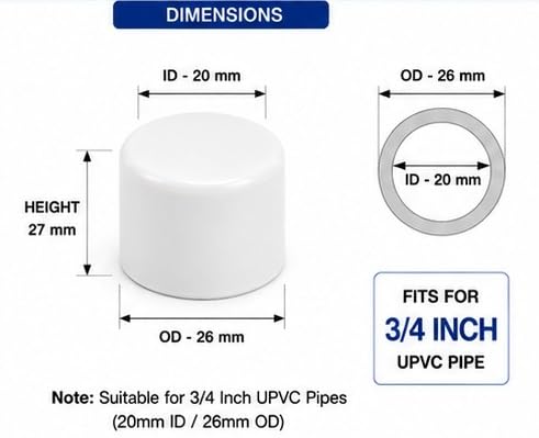Image of HPF UPVC ELBOW 3 /4 inch Inch HEAVY FITTINGS (3 /4 END CAP UPVC, 30)